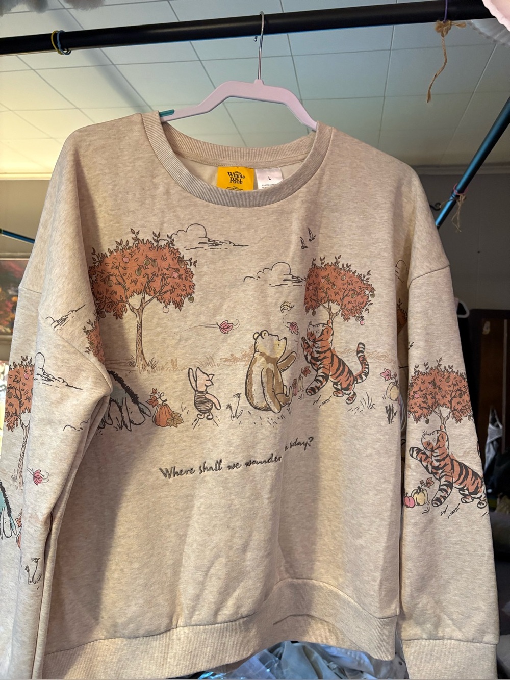 BNWT Disney Beige Winnie the Pooh Sweatshirt with Pooh, Tigger & Piglet woman’s